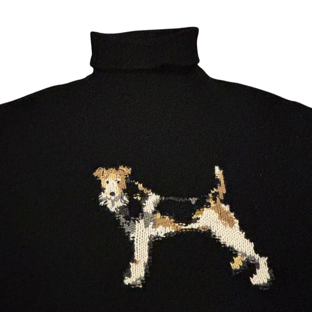Polo by Ralph Lauren Men's Black Lambswool Turtle Neck Sweater Dog XXL Vintage - Picture 3 of 10